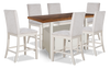 Ensemble de salle à manger Piper 7 pièces de hauteur comptoir avec table de 60 po à 72 po (L) avec rallonge, 6 chaises et rangement - blanc