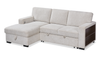 Sofa-lit sectionnel de gauche Pocket 2 pièces en tissu d’apparence lin avec rangement - beige