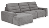 Sofa sectionnel de gauche Prestige de Shaquille O’Neal Home 3 pièces avec inclinaison électrique - gris