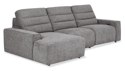 Shaquille O’Neal Home Prestige 3-Piece Left-Facing Sectional with Power Reclining – Grey | Sofa sectionnel de gauche Prestige de Shaquille O’Neal Home 3 pièces avec inclinaison électrique - gris
