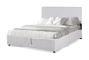 Lit plateforme rembourré Ridge en tissu gris avec rangement - format grand lit