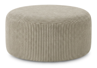 Made in Canada Customizable Sofa Lab Round 38" Fabric Ottoman – Fog Accent Fabric | Pouf courbé personnalisable de Sofa Lab de 38 po fabriqué au Canada en tissu - tissu décoratif Fog