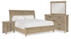 Ensemble de chambre à coucher Sonoma 6 pièces avec lit, commode, miroir et table de nuit, brun clair - format très grand lit