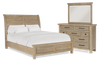 Ensemble de chambre à coucher Sonoma 5 pièces avec lit, commode et miroir, brun clair - format grand lit