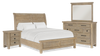 Ensemble de chambre à coucher Sonoma 6 pièces avec lit, commode, miroir et table de nuit, brun clair - format grand lit
