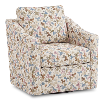 Made in Canada Sofa Lab Customizable Swivel 32" Fabric Accent Chair – Rose Accent Fabric | Fauteuil d’appoint pivotant personnalisable de Sofa Lab de 32 po fabriqué au Canada en tissu - tissu décoratif Rose