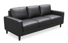 Sofa Sydney de 77 po en tissu d’apparence cuir avec coussins de dossier amovibles - noir