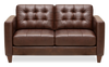Causeuse Theo de 62 po en cuir véritable de qualité supérieure avec coussin de dossier amovible et pattes en bois - bourgogne