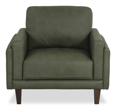 Chateau d’Ax Venice 39" Traditional Genuine Leather Accent Chair – Green | Fauteuild’appoint traditionnel Venice de Château d’Ax de 39 po en cuir véritable - vert