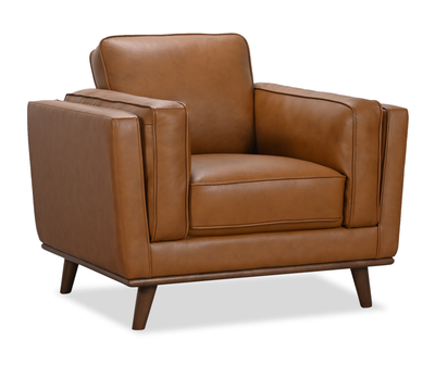 Viero 42.1" Genuine Leather Accent Chair - Caramel | Fauteuil d’appoint Viero de 42,1 po en cuir véritable - caramel