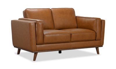 Viero 64.2" Genuine Leather Loveseat - Caramel | Causeuse Viero de 64,2 po en cuir véritable - caramel