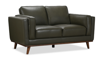 Viero 64.2" Genuine Leather Loveseat - Green | Causeuse Viero de 64,2 po en cuir véritable - verte
