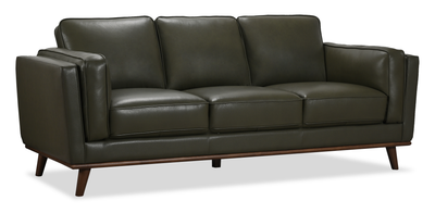 Viero 86.2" Genuine Leather Sofa - Green | Sofa Viero de 86,2 po en cuir véritable - vert