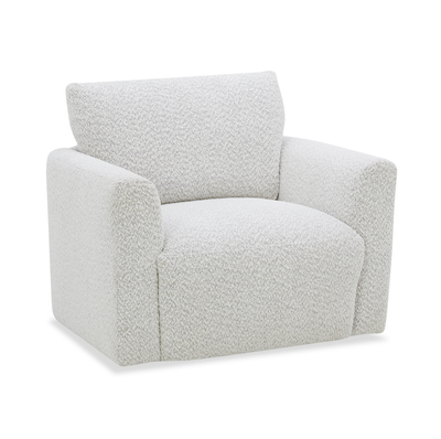 Waverly 40.55” Contemporary Fabric Swivel Chair with Removable Back Cushion – Linen | Fauteuil pivotant contemporain Waverly de 40,55 po en tissu avec coussin de dossier amovible - lin