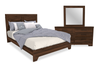Ensemble de chambre à coucher Yorkdale 5 pièces avec lit à panneau, commode et miroir, brun noyer - format grand lit