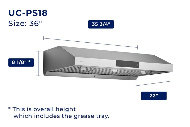 Hotte de cuisinière sous l'armoire Hauslane de 36 po en acier inoxydable - UC-PS18SS-36