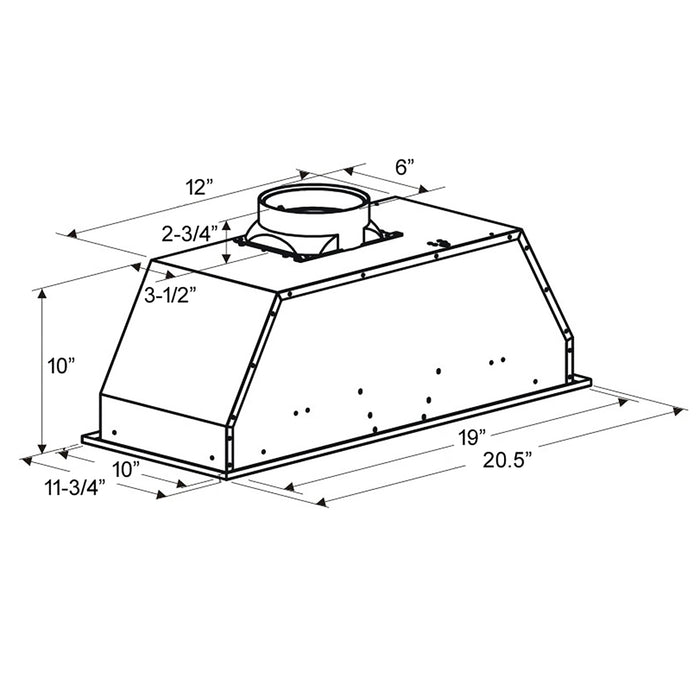 Hotte de cuisinière encastrée Victory de 21 po avec option sans conduit - Q6-21