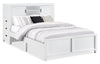 Lit plateforme Quinn avec tête de lit bibliothèque, bureau intégré et tabouret, blanc - format lit double