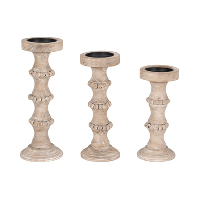 Wooden 11" Antique Candle Holder|Bougeoir antique de 11 po en bois