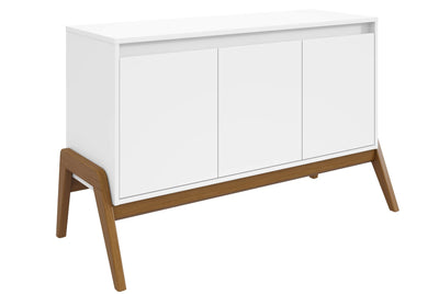 Manhattan Comfort Mid-Century Modern Gales 48.50” Sideboard with Solid Wood Legs - Matte White|Desserte moderne du milieu du 20e siècle Gales de Manhattan Comfort de 48,50 po avec pattes en bois massif - blanc mat