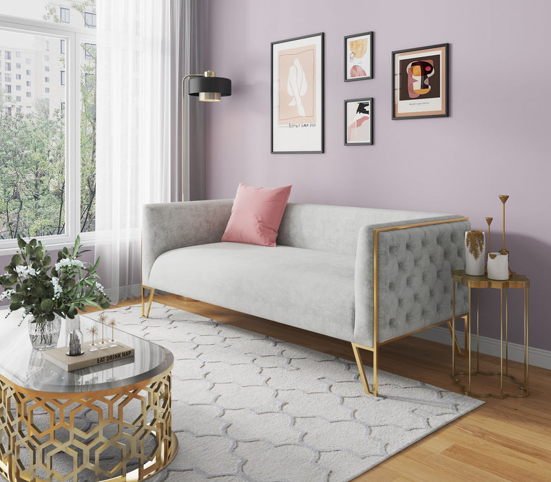 Sofa Vector de Manhattan Comfort de 81,5 po en velours - gris et doré