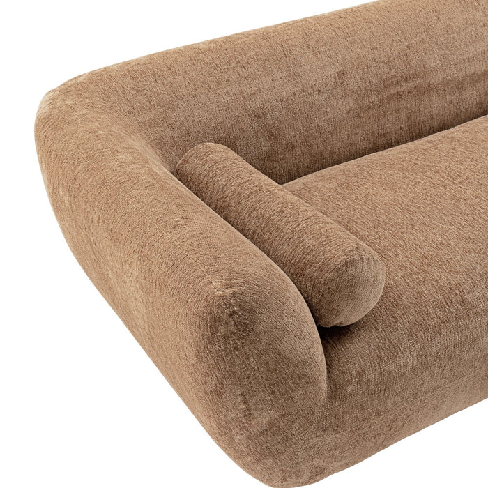Sofa contemporain Ulka de Manhattan Comfort en chenille avec coussins - brun clair
