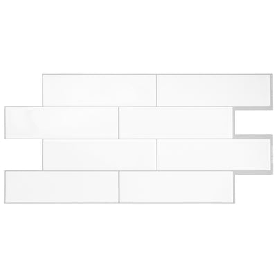 Smart Tiles Peel and Stick 2-Sheet 23 x 11 Backsplash - Oslo White|Dosseret Smart Tiles peler et coller 23 x 11, 2 feuilles - Oslo White