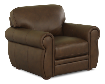 Chateau d’Ax Porto 45" Traditional Genuine Leather Accent Chair - Chocolate | Fauteuil d’appoint traditionnel Porto de Château d’Ax de 45 po en cuir véritable - chocolat