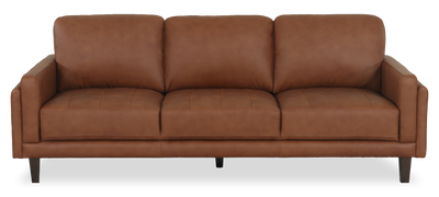 Chateau d’Ax Venice 91" Traditional Genuine Leather Sofa – Light Brown | Sofa traditionnel Venice de Château d’Ax de 91 po en cuir véritable - brun clair
