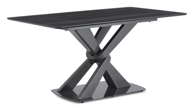 Orion 63” Dining Table with Tech Stone Top, Metal Base – Black | Table de salle à manger Orion avec dessus en pierre artificielle et base en métal - 63 po (L) - noire