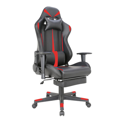 Tygerclaw Fabric Gaming Office Chair with Lumbar Pillow & Leg Rest - Red|Fauteuil de jeu et de bureau en tissu TygerClaw avec coussin lombaire et repose-pieds - rouge