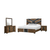 Ensemble de chambre à coucher moderne Titanium brun 6 pièces avec lit, commode, miroir, table de nuit et éclairage à DEL - format très grand lit