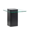 Table de bout contemporaine Trevor de 21,65 po avec dessus en verre et base en béton - obsidienne