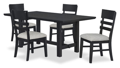 Trove 5pc Dining Set with Table and 4 Chairs, 72”W – Black | Ensemble de salle à manger Trove 5 pièces avec table de 72 po (L) et 4 chaises - noir | TROVBDP5