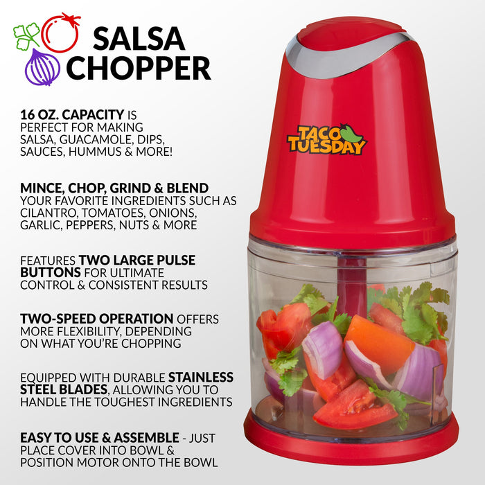 Hachoir pour guacamole et salsa à 2 vitesses Taco Tuesday de Nostalgia - TTCHP2RD