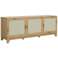 Meuble pour téléviseur moderne Sheridan de Manhattan Comfort de 62,99 po avec cannage - naturel