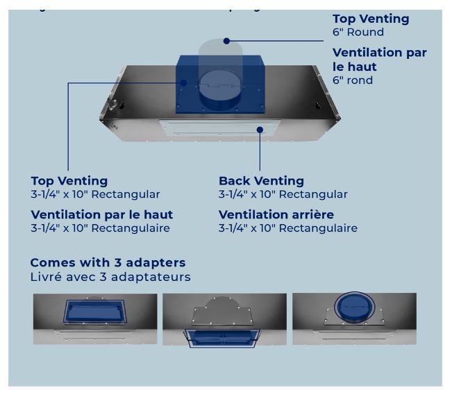 Hotte de cuisinière sous l'armoire Hauslane de 36 po - UC-PS18WHT-36