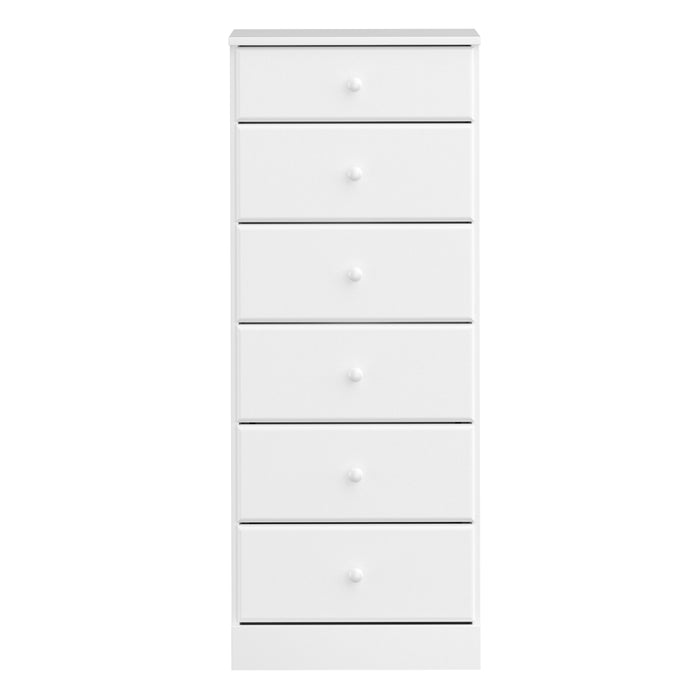 Commode verticale haute Astrid à 6 tiroirs - blanche
