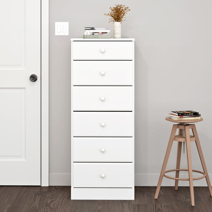 Commode verticale haute Astrid à 6 tiroirs - blanche