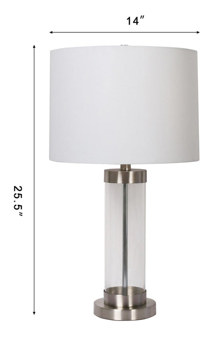Lampe de table Abella de 24 po acier brossé avec recharge USB
