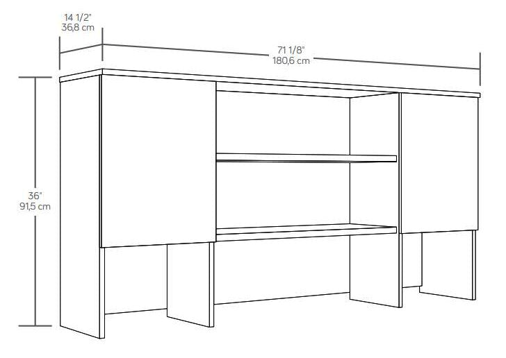 Crédence de rangement Affirm de 71,10 po de qualité commerciale avec 2 armoires - orme Hudson