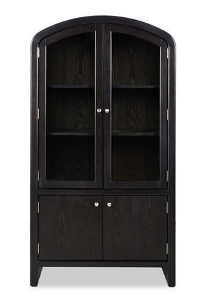 Armoire vitrée de salle à manger Alma, 42 po (L) x 78 po (H), avec rangement - anthracite noir
