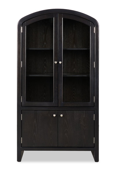 Alma Dining Curio Cabinet with Storage, 42"W x 78"H - Charcoal Black | Armoire vitrée de salle à manger Alma, 42 po (L) x 78 po (H), avec rangement - anthracite noir