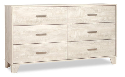 Arbor Bedroom 6-Drawer Dresser, 58.7"W x 33.3"H - Driftwood White | Commode de chambre à coucher Arbor de 58,7 po (L) x 33,3 po (H) à 6 tiroirs - bois de grève blanc
