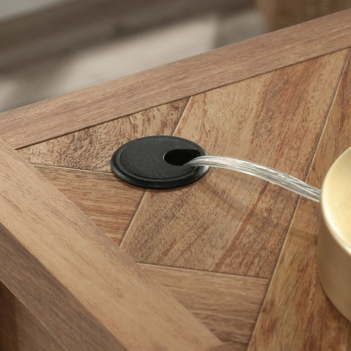 Bureau en forme de L Cannery Bridge de 66 po de qualité commerciale à 6 tiroirs - brun