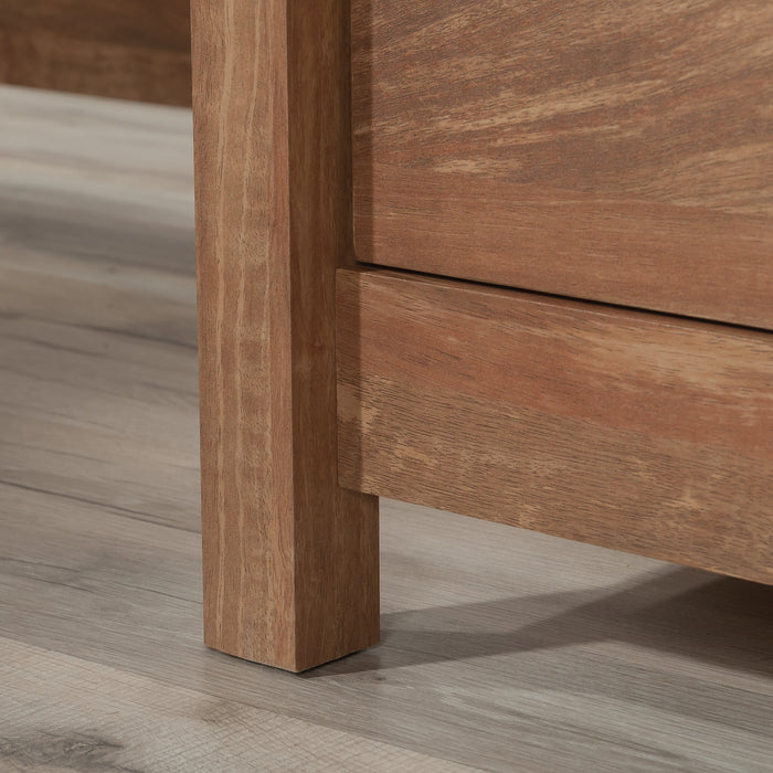 Bureau en forme de L Cannery Bridge de 66 po de qualité commerciale à 6 tiroirs - brun