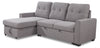 Sofa-lit sectionnel de gauche Carter 2 pièces en tissu d’apparence lin avec fauteuil long de rangement - gris Solis