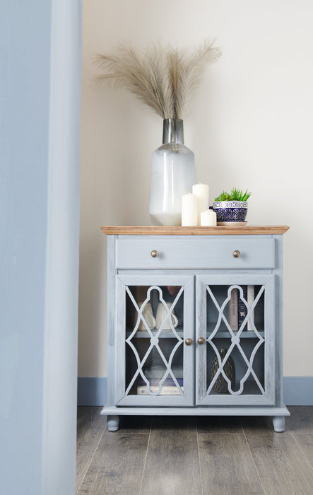 Armoire décorative Carmine de 31 po avec portes en verre - bleue