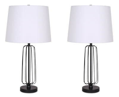 Kort & Co. Clare 27" Matte Black 2-Piece Set, with Two Table Lamps and USB Charging|Ensemble 2 lampes de table Clare de Kort & Co. de 27 po noir mat avec recharge USB