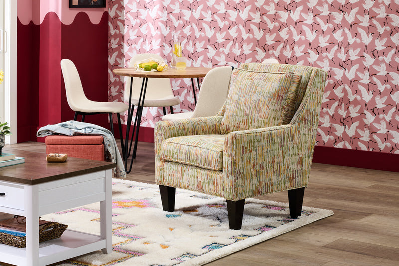 Fauteuil d’appoint club Sofa Lab personnalisable de 29 po fabriqué au Canada en tissu avec pattes en bois - Garden multicolore